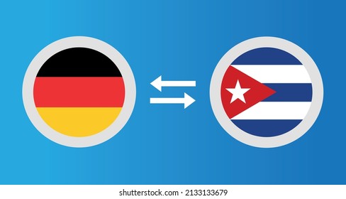 Rundsymbole mit Deutschland und Kuba Flag-Wechselkurs-Konzept Grafik-Element Illustration Vorlage Design
