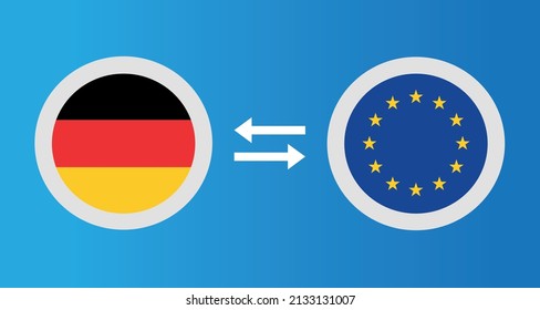 round icons with Germany and European Union flag exchange rate concept graphic element Illustration template design
