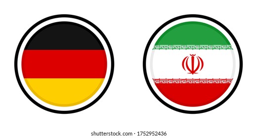 round icons with germany and iran flags
