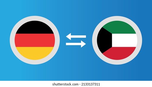 round icons with Germany and Kuwait flag exchange rate concept graphic element Illustration template design
