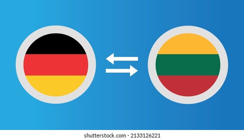 round icons with Germany and Lithuania flag exchange rate concept graphic element Illustration template design
