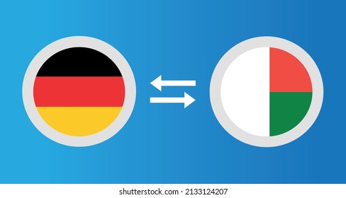 round icons with Germany and Madagascar flag exchange rate concept graphic element Illustration template design
