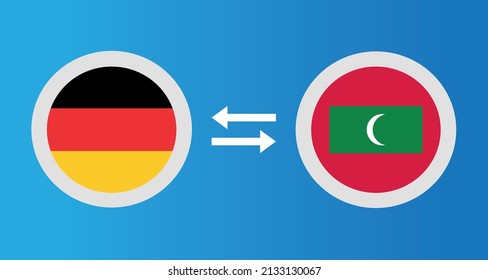 round icons with Germany and Maldives flag exchange rate concept graphic element Illustration template design
