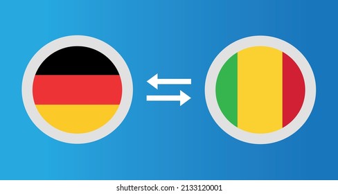 round icons with Germany and Mali flag exchange rate concept graphic element Illustration template design
