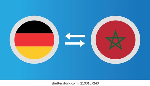 round icons with Germany and Morocco flag exchange rate concept graphic element Illustration template design
