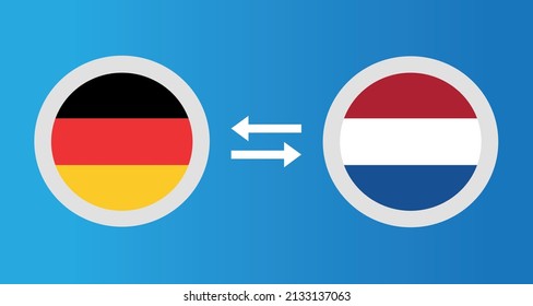 round icons with Germany and Netherlands flag exchange rate concept graphic element Illustration template design
