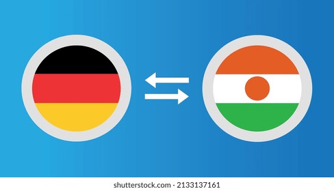 round icons with Germany and Niger flag exchange rate concept graphic element Illustration template design
