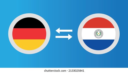 round icons with Germany and Paraguay flag exchange rate concept graphic element Illustration template design
