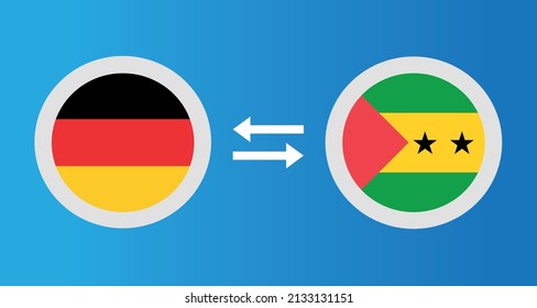round icons with Germany and Sao Tome ve Principe flag exchange rate concept graphic element Illustration template design
