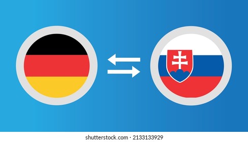 round icons with Germany and Slovakia flag exchange rate concept graphic element Illustration template design
