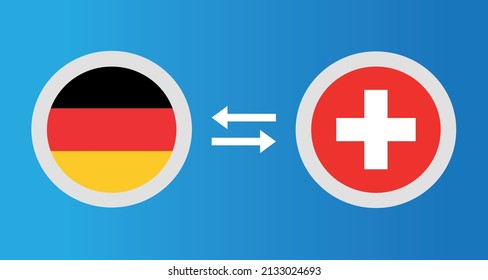 round icons with Germany and Switzerland flag exchange rate concept graphic element Illustration template design
