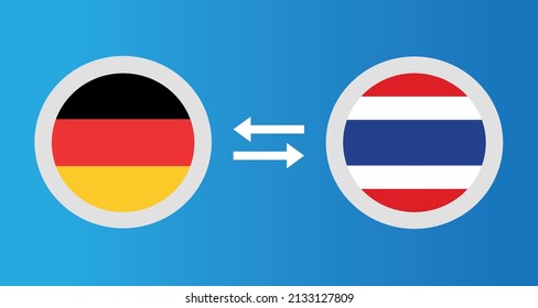 round icons with Germany and Thailand flag exchange rate concept graphic element Illustration template design
