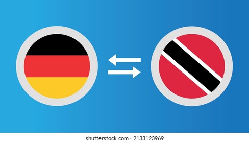 round icons with Germany and Trinidad and Tobago flag exchange rate concept graphic element Illustration template design
