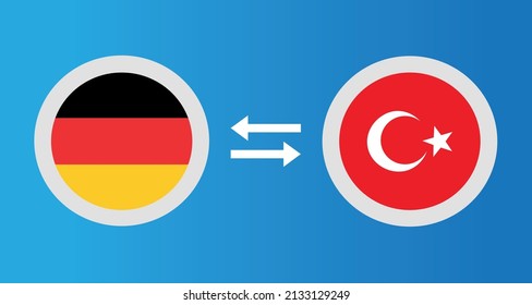round icons with Germany and Turkey flag exchange rate concept graphic element Illustration template design
