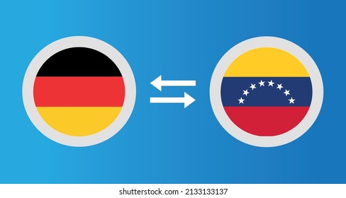 round icons with Germany and Venezuela flag exchange rate concept graphic element Illustration template design
