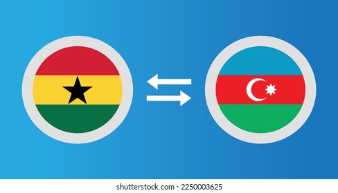 round icons with Ghana and Azerbaijan flag exchange rate concept graphic element Illustration template design
