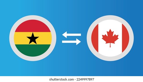 Rundsymbole mit dem Flaggenwechselkonzept Ghana und Kanada Grafikelement Illustration Template Design
