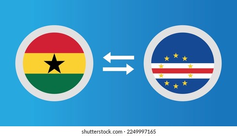 round icons with Ghana and Cape Verde flag exchange rate concept graphic element Illustration template design
