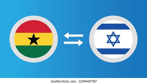 round icons with Ghana and Israel flag exchange rate concept graphic element Illustration template design
