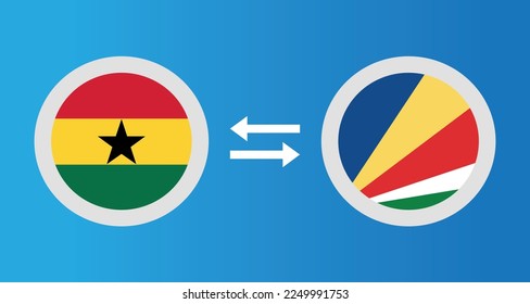 round icons with Ghana and Seychelles flag exchange rate concept graphic element Illustration template design
