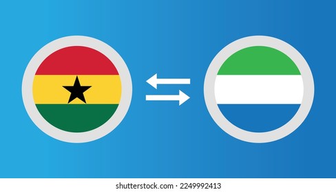 round icons with Ghana and Sierra Leone flag exchange rate concept graphic element Illustration template design
