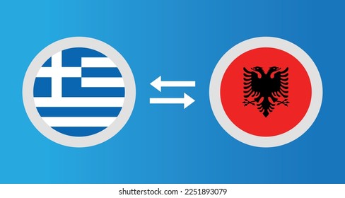 round icons with Greece and Albania flag exchange rate concept graphic element Illustration template design
