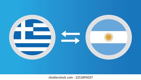 round icons with Greece and Argentina flag exchange rate concept graphic element Illustration template design
