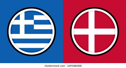 iconos redondos, banderas de greco y de marca
