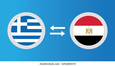 iconos redondos con el concepto de tipo de cambio de la bandera griega y egipcia elemento gráfico Diseño de la plantilla de ilustración
