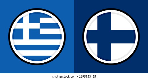 round icons, greece and finland flags
