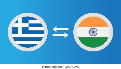 round icons with Greece and India flag exchange rate concept graphic element Illustration template design
