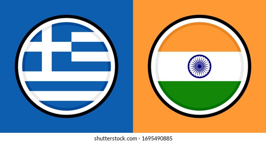 round icons, greece and india flags