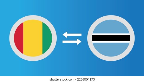 round icons with Guinea and Botswana flag exchange rate concept graphic element Illustration template design
