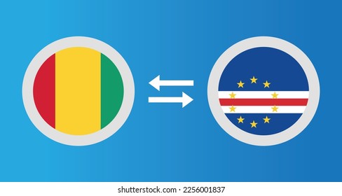 round icons with Guinea and Cape Verde flag exchange rate concept graphic element Illustration template design
