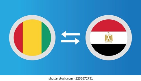 round icons with Guinea and Egypt flag exchange rate concept graphic element Illustration template design
