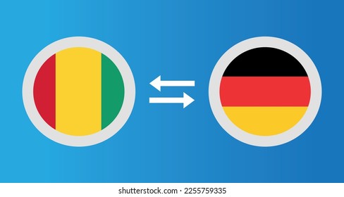 round icons with Guinea and Germany flag exchange rate concept graphic element Illustration template design
