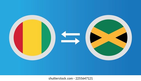 round icons with Guinea and Jamaica flag exchange rate concept graphic element Illustration template design
