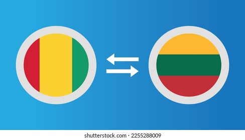 round icons with Guinea and Lithuania flag exchange rate concept graphic element Illustration template design

