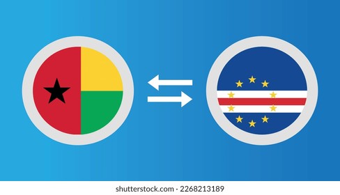 round icons with Guinea-Bissau and Cape Verde flag exchange rate concept graphic element Illustration template design
