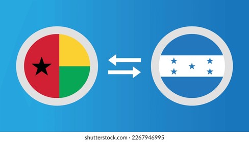 round icons with Guinea-Bissau and Honduras flag exchange rate concept graphic element Illustration template design
