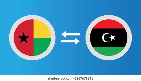 round icons with Guinea-Bissau and Libya flag exchange rate concept graphic element Illustration template design
