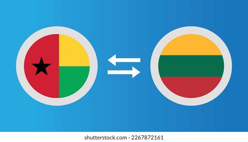 round icons with Guinea-Bissau and Lithuania flag exchange rate concept graphic element Illustration template design
