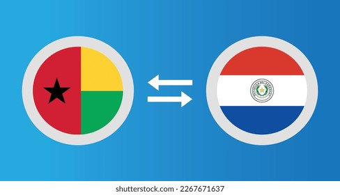 round icons with Guinea-Bissau and Paraguay flag exchange rate concept graphic element Illustration template design
