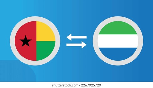 round icons with Guinea-Bissau and Sierra Leone flag exchange rate concept graphic element Illustration template design
