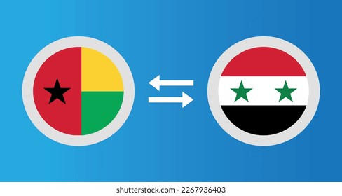 round icons with Guinea-Bissau and Syria flag exchange rate concept graphic element Illustration template design
