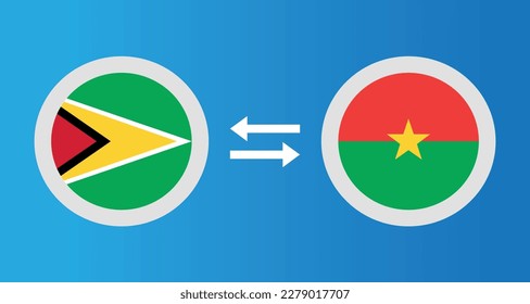 Rundsymbole mit Guyana und Burkina Faso Flaggen-Wechselkurs-Konzept Grafik-Element Illustration Vorlage Design
