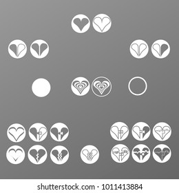 Round icons of heart. Vector Illustration collection set
