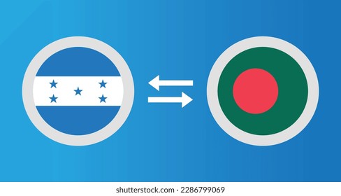 round icons with Honduras and Bangladesh flag exchange rate concept graphic element Illustration template design
