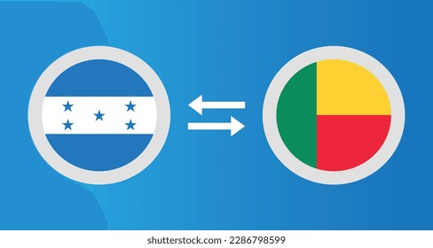 Rundsymbole mit Honduras und Benin-Flag-Wechselkurs-Konzept Grafikelement Illustration Vorlage Design
