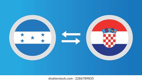 round icons with Honduras and Croatia flag exchange rate concept graphic element Illustration template design
